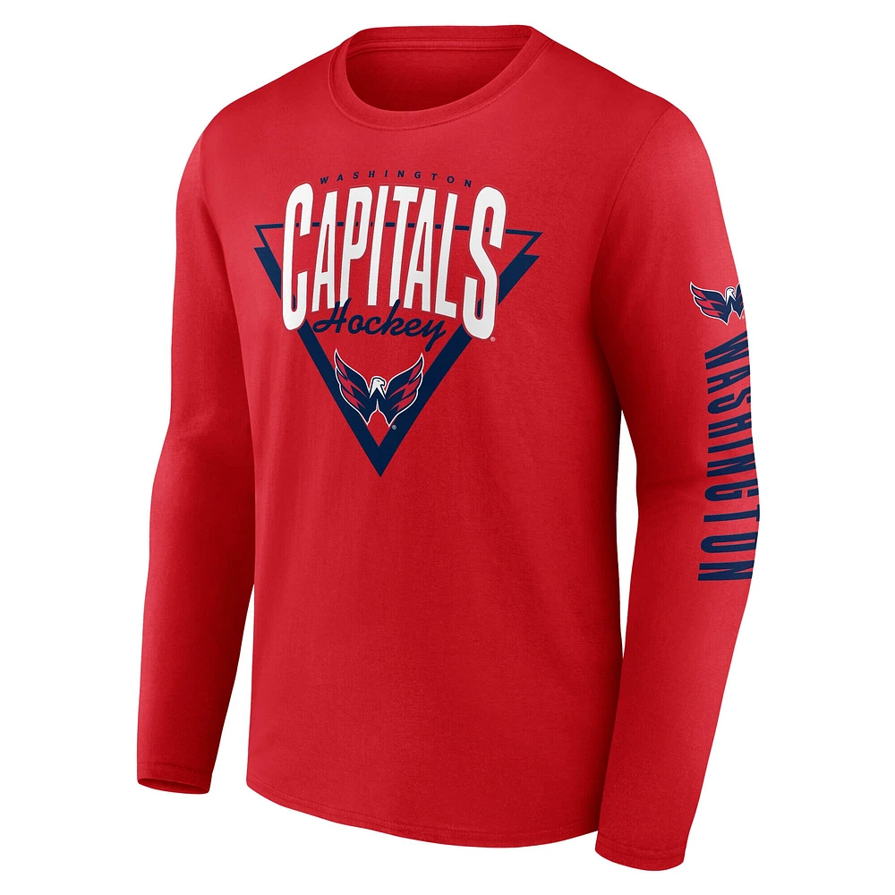 T-shirt à manches longues pour homme Fanatics Red Washington Capitals Headline