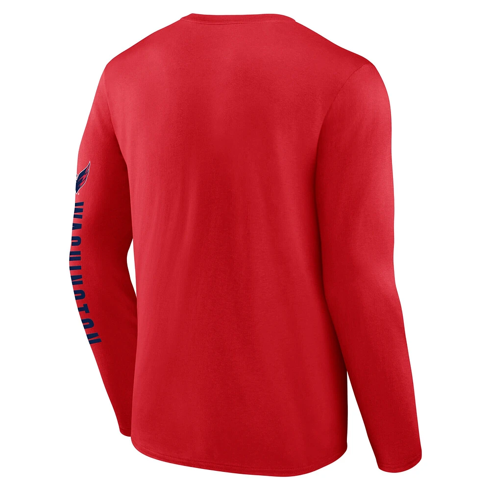 T-shirt à manches longues pour homme Fanatics Red Washington Capitals Headline