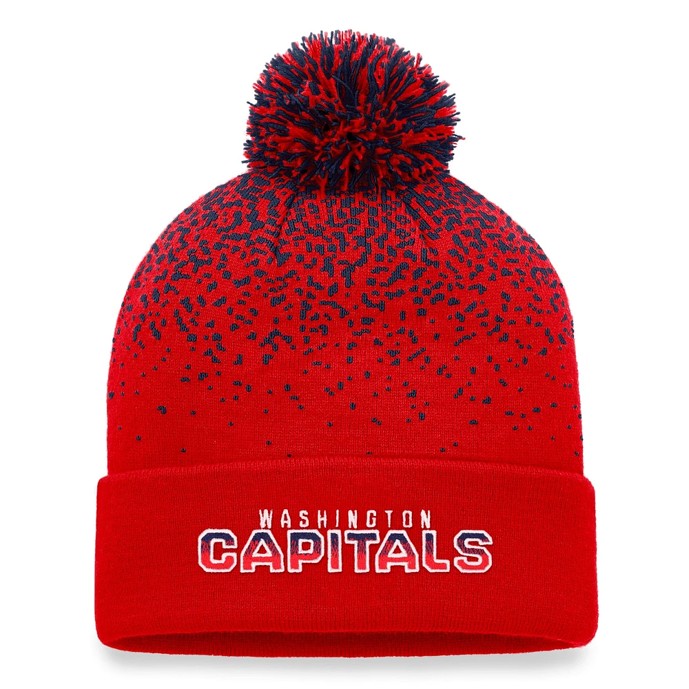 Men's Fanatics Red Washington Capitals Iconic Gradient Cuffed Knit Hat with Pom