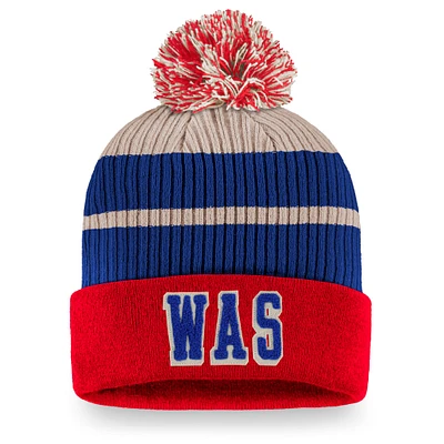 Bonnet en tricot à revers True Classics pour homme des Capitals de Washington avec pompon rouge de marque Fanatics