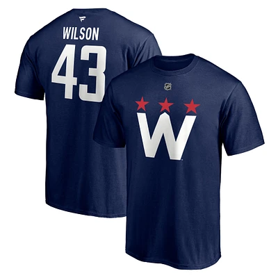 Men's Fanatics Tom Wilson Navy Washington Capitals 2020/21 Alternate Authentic Stack Name & Number T-Shirt