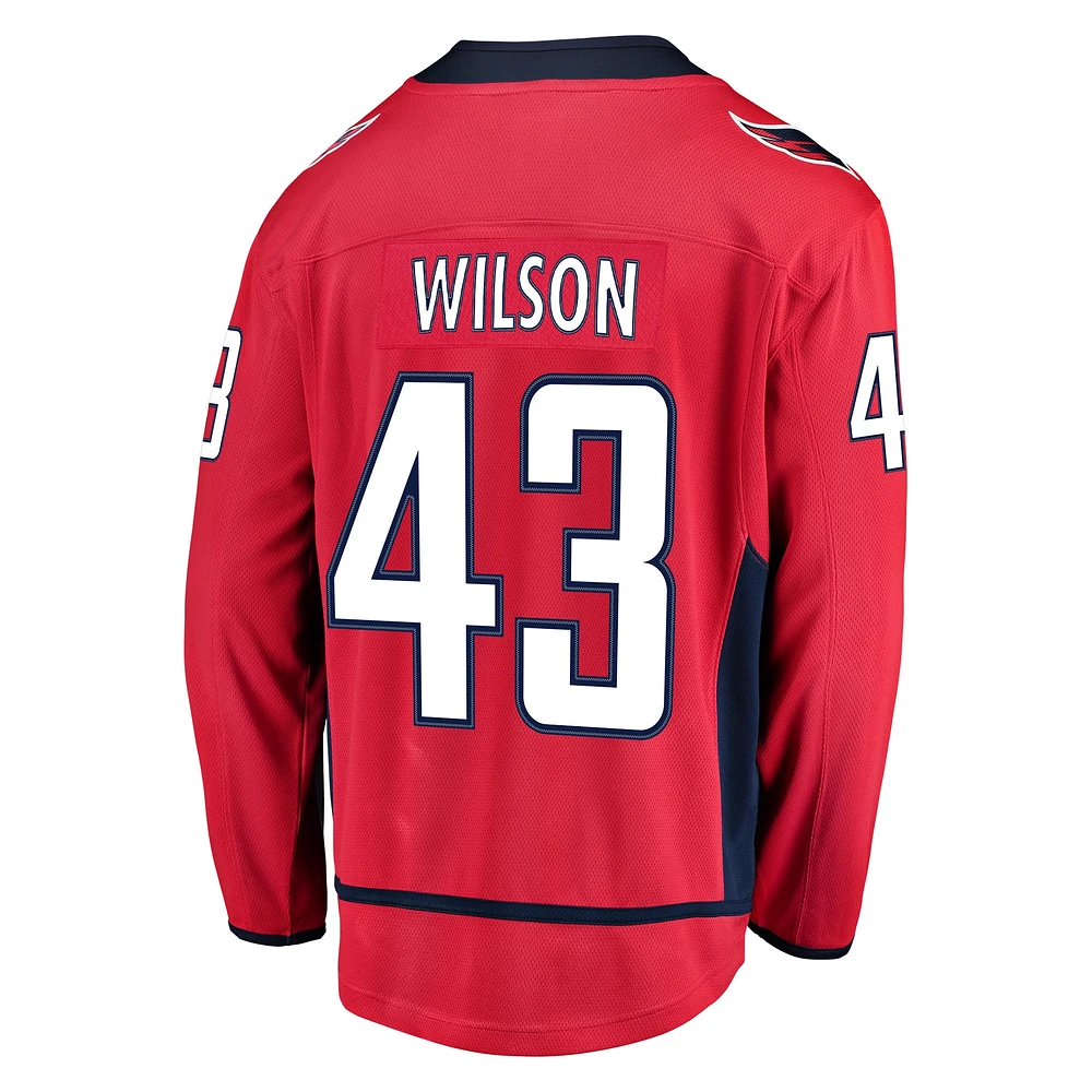 Fanatics pour hommes Tom Wilson rouge Washington Capitals Home Premier Breakaway Player - Maillot