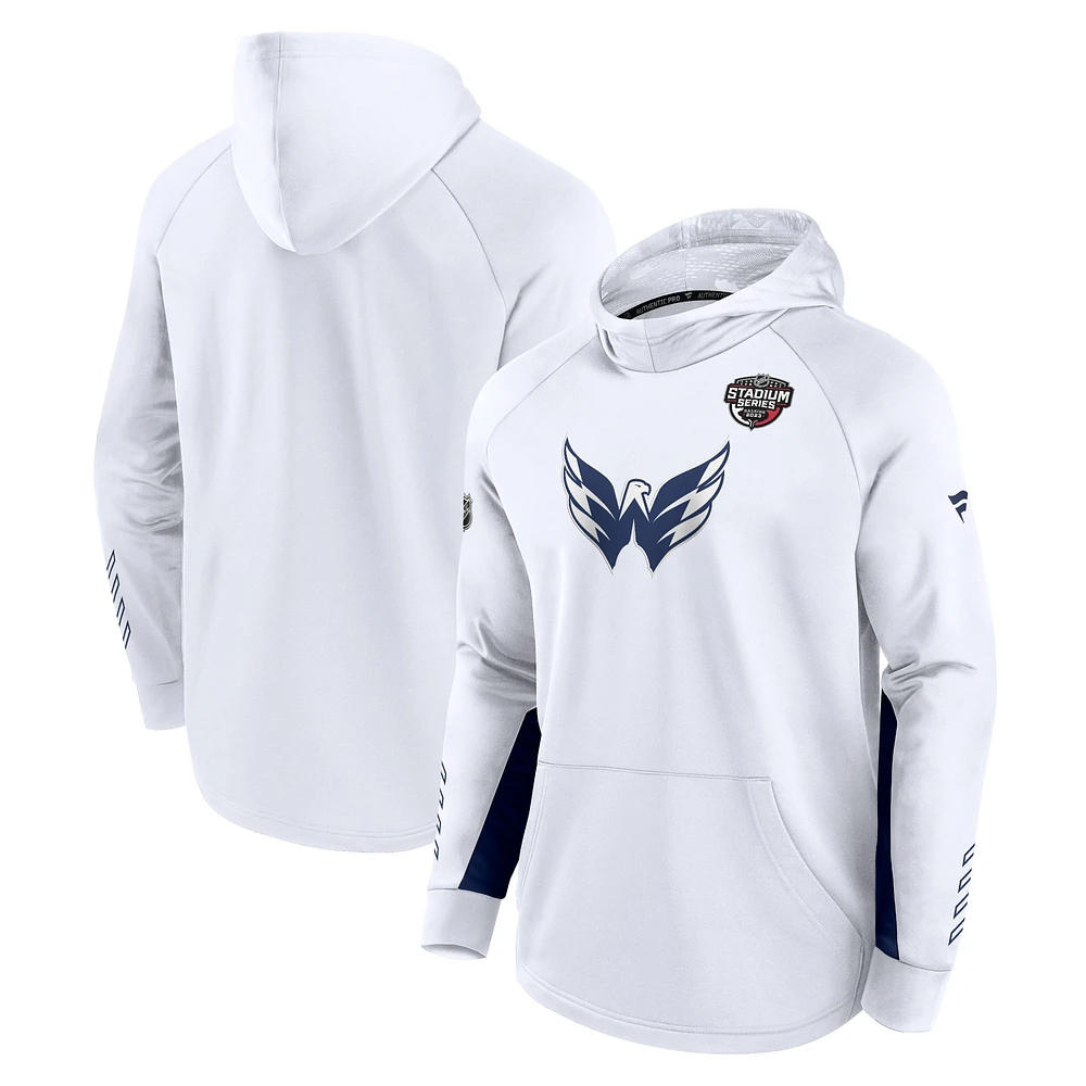 Sweat à capuche authentique Pro pour hommes Fanatics blanc Washington Capitals 2023 NHL Stadium Series