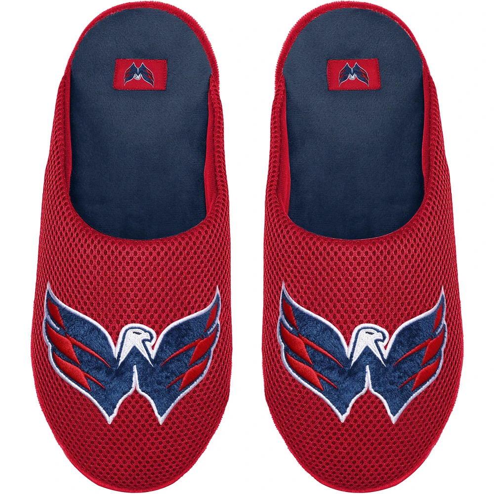 Men's FOCO Washington Capitals Big Logo Colorblock Mesh Slippers