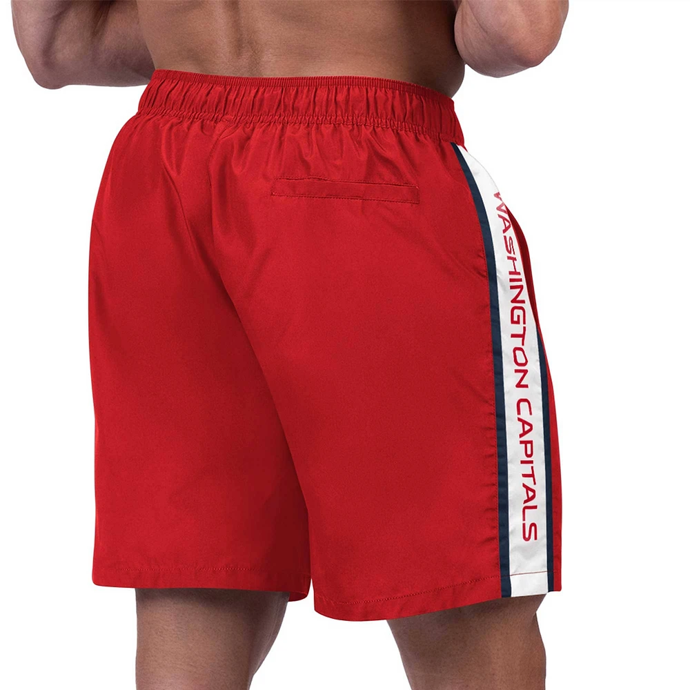 Men's G-III Sports by Carl Banks Red Washington Capitals Streamline Volley Swim Trunks