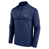 Men's  Heather Navy Washington Capitals Head-to-Head Raglan Quarter-Zip Top