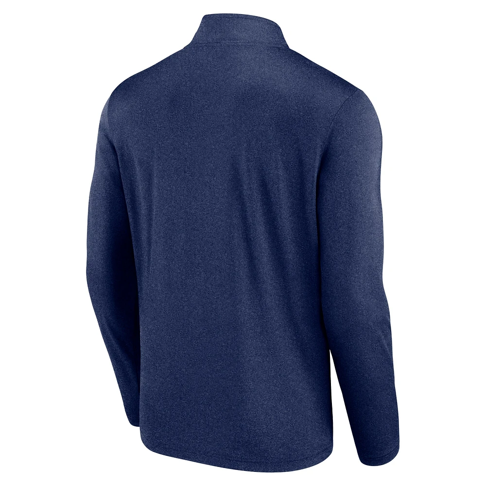 Men's  Heather Navy Washington Capitals Head-to-Head Raglan Quarter-Zip Top