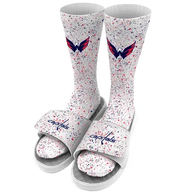 Washington Capitals ISlide Speckle Socks & Slide Sandals Bundle - White