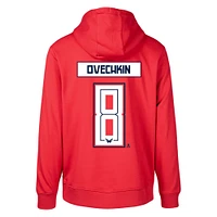 Men's Levelwear Alexander Ovechkin Red Washington Capitals Podium Name & Number Pullover Hoodie