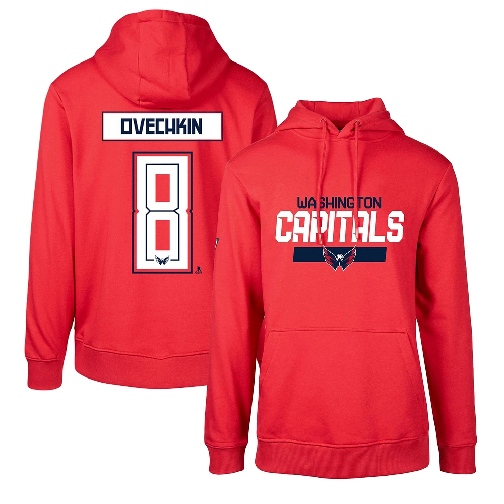 Levelwear pour hommes Alexander Ovechkin Rouge Washington Capitals Podium Nom et numéro Pull à capuche