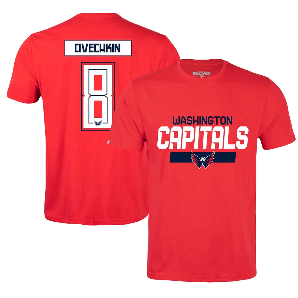 T-shirt rouge avec nom et numéro de joueur des Capitals Washington Alexander Ovechkin Levelwear pour hommes