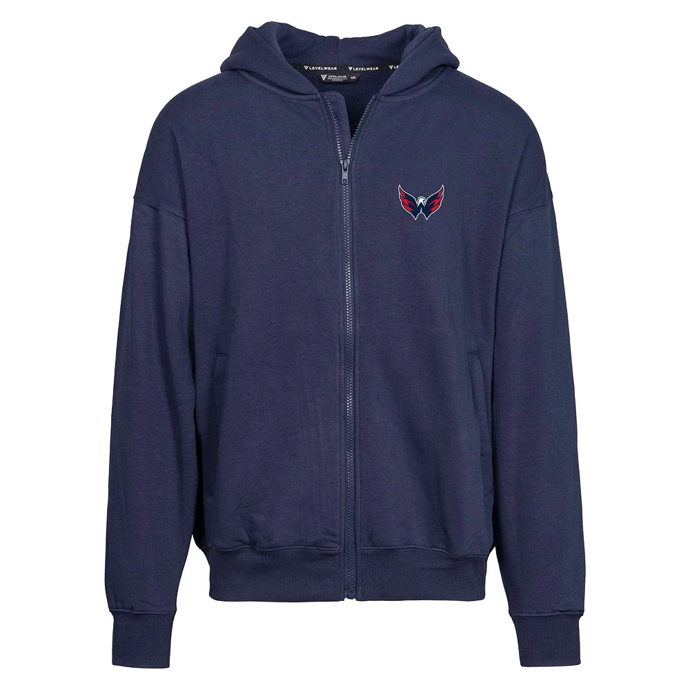 Levelwear pour hommes - Sweat à capuche entièrement zippé bleu marine Washington Capitals Uphill Insignia