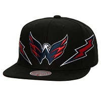 Casquette Snapback Double Trouble Lightning des Capitals de Washington Mitchell & Ness pour homme, noire