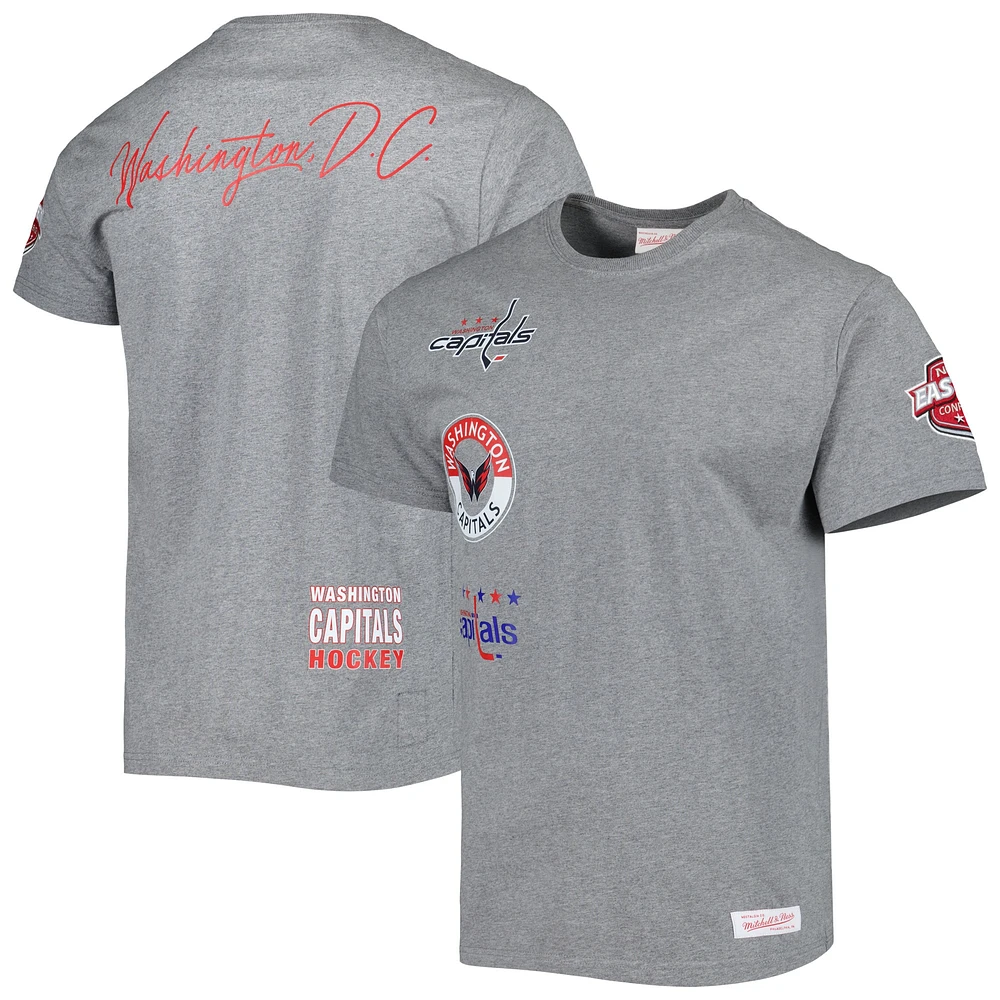 T-shirt de la collection City des Capitals Washington, gris chiné, Mitchell & Ness pour hommes