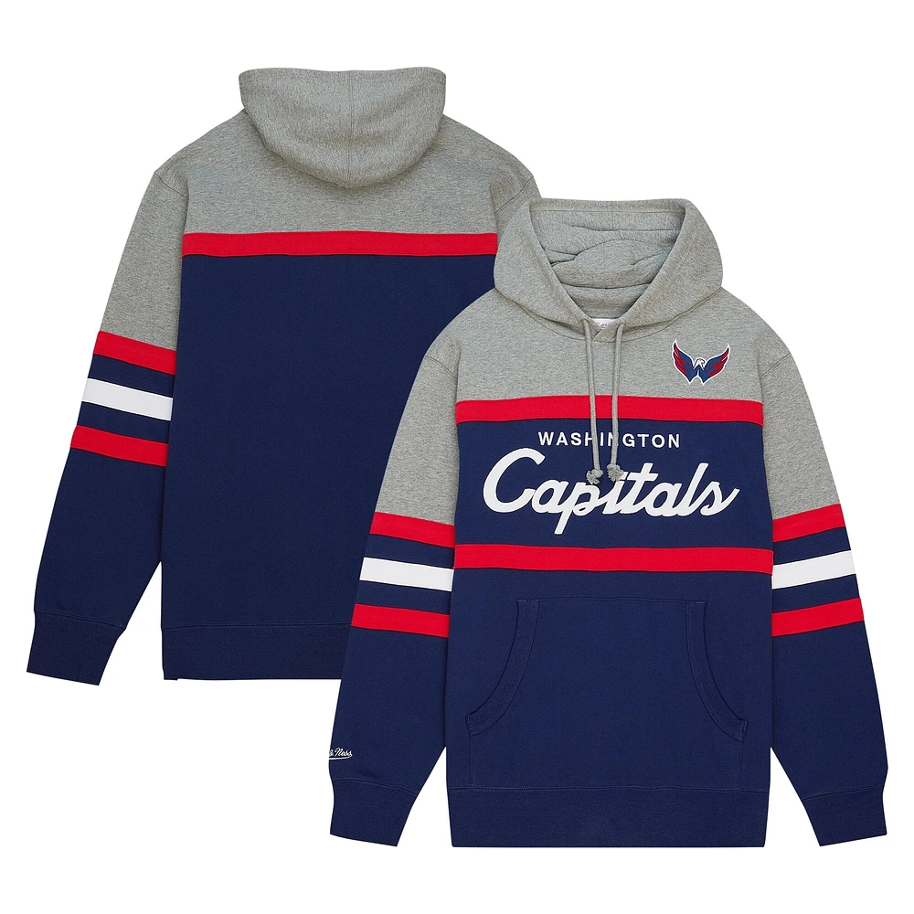 Sweat à capuche Mitchell & Ness pour hommes, bleu marine/gris, entraîneur-chef des Capitals de Washington