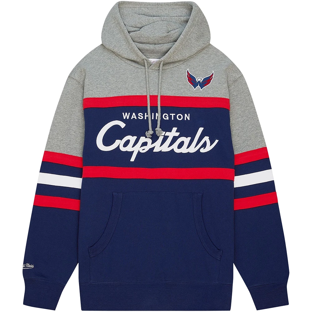 Sweat à capuche Mitchell & Ness pour hommes, bleu marine/gris, entraîneur-chef des Capitals de Washington