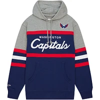 Men's Mitchell & Ness Navy/Gray Washington Capitals Head Coach Pullover Hoodie