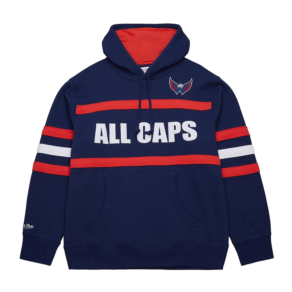 Sweat à capuche bleu marine avec slogan de l'entraîneur-chef des Washington Capitals pour homme Mitchell & Ness