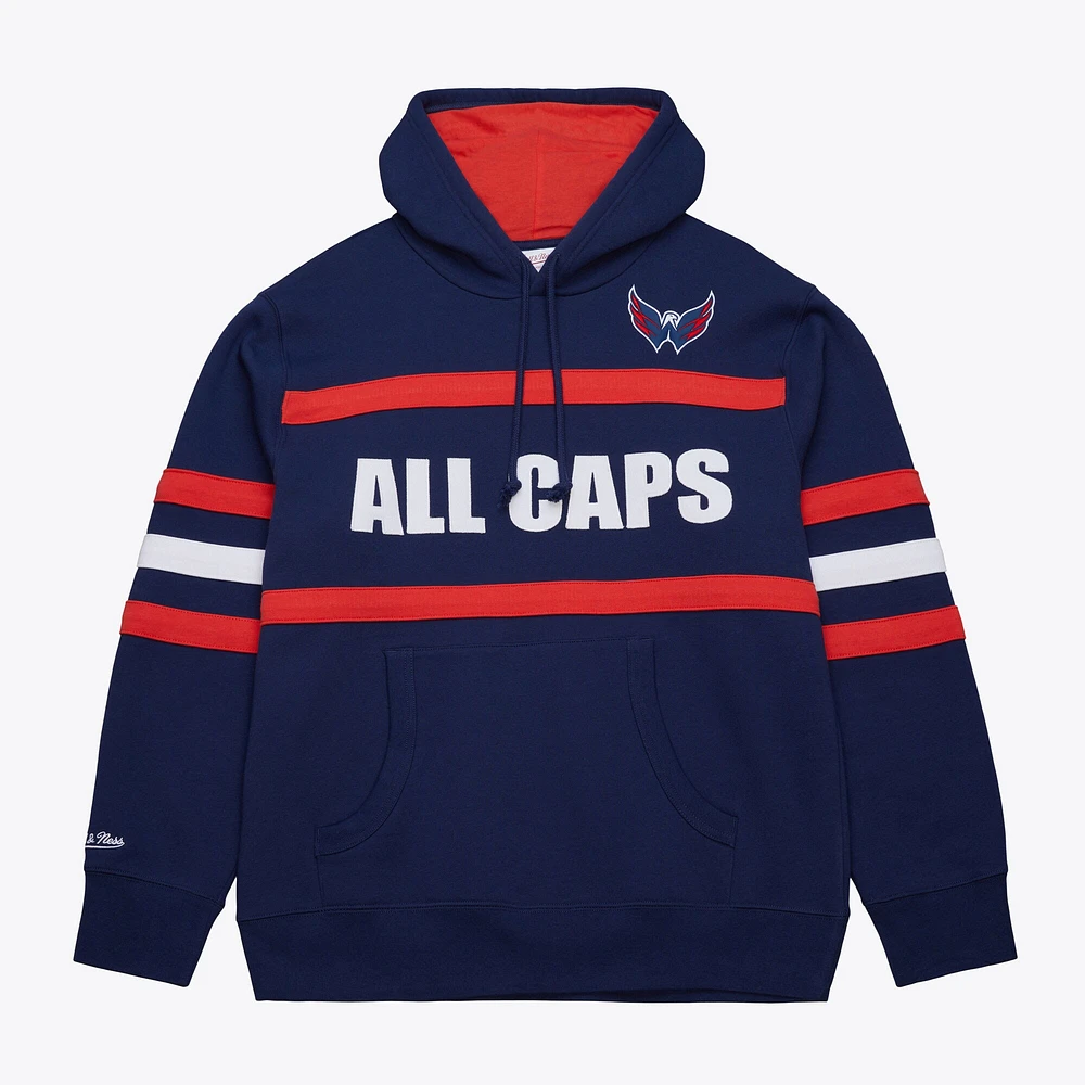 Sweat à capuche bleu marine avec slogan de l'entraîneur-chef des Washington Capitals pour homme Mitchell & Ness