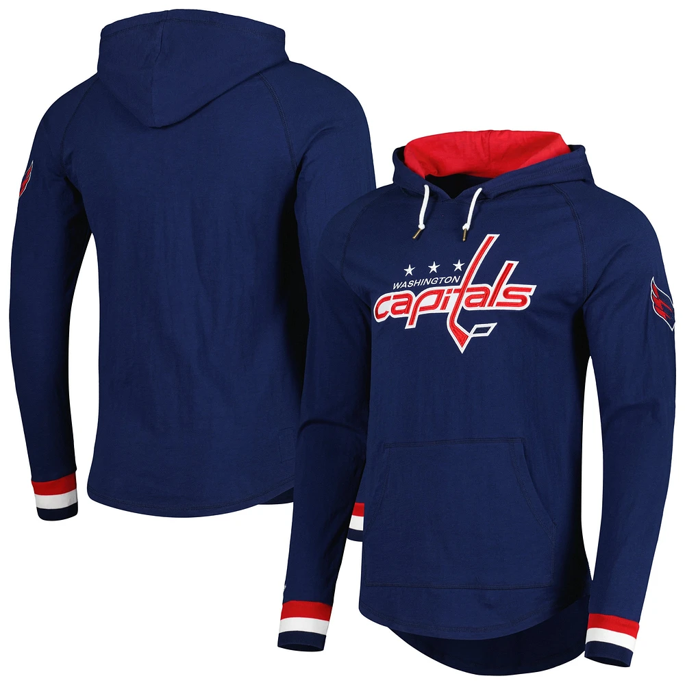 Men's Mitchell & Ness Navy Washington Capitals Legendary Slub Hoodie Long Sleeve T-Shirt