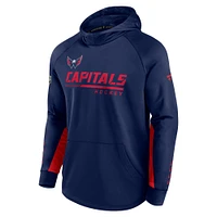 Sweat à capuche raglan Authentic Pro Locker Room pour homme, bleu marine, des Washington Capitals