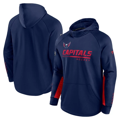 Sweat à capuche raglan Authentic Pro Locker Room pour homme, bleu marine, des Washington Capitals