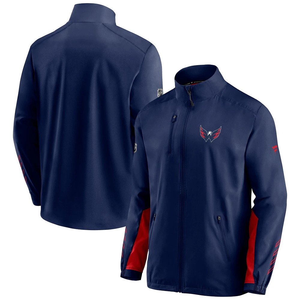 Veste zippée intégrale Authentic Pro Locker Room Rinkside des Washington Capitals pour homme, bleu marine