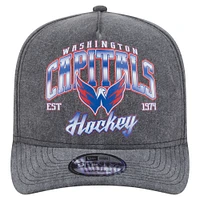 Men's New Era  Charcoal Washington Capitals Throwback Washed A-Frame Pre-Curved 9FIFTY Snapback Hat