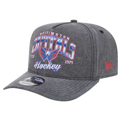 Men's New Era  Charcoal Washington Capitals Throwback Washed A-Frame Pre-Curved 9FIFTY Snapback Hat