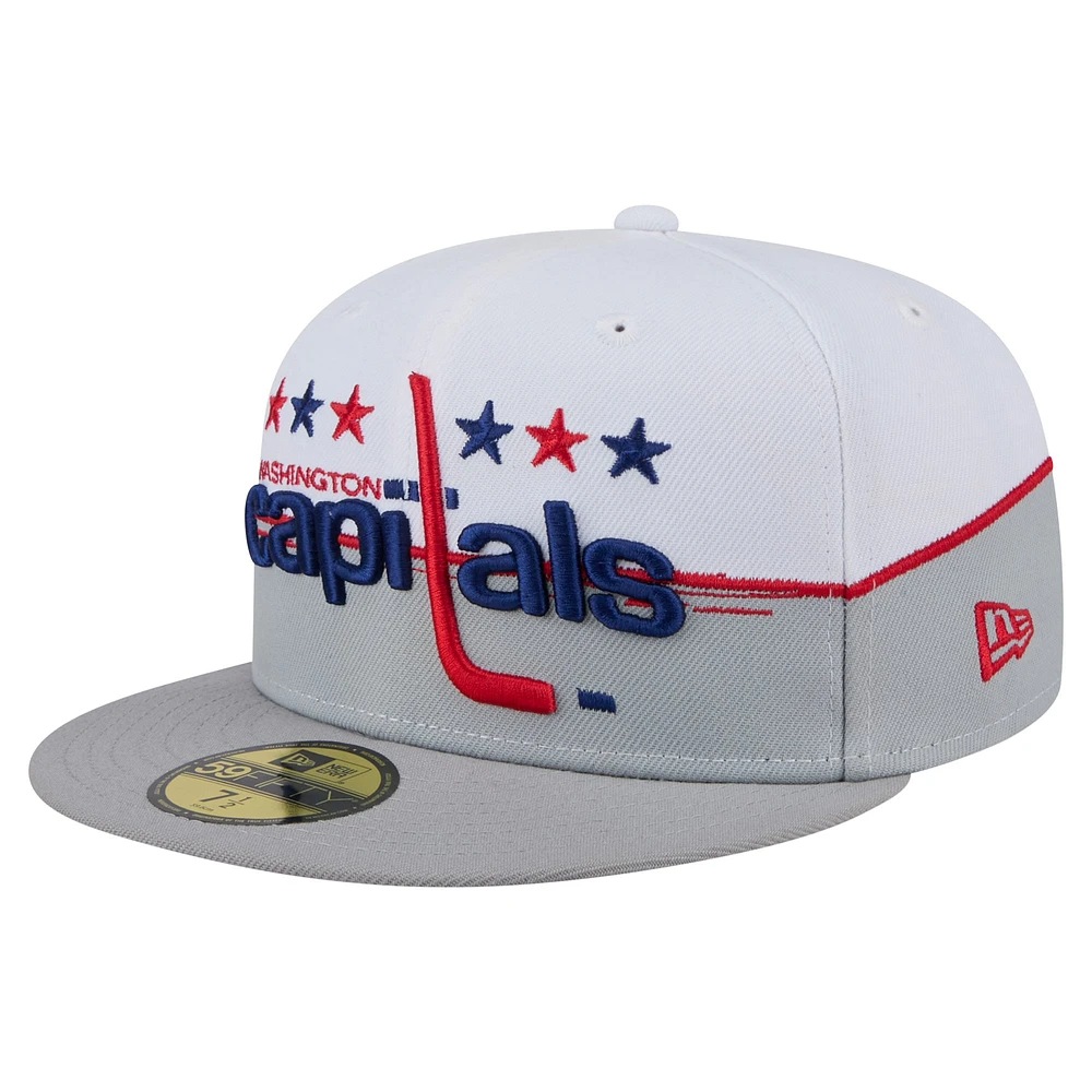 Men's New Era Gray/White Washington Capitals Vintage Color Dip 59FIFTY Fitted Hat