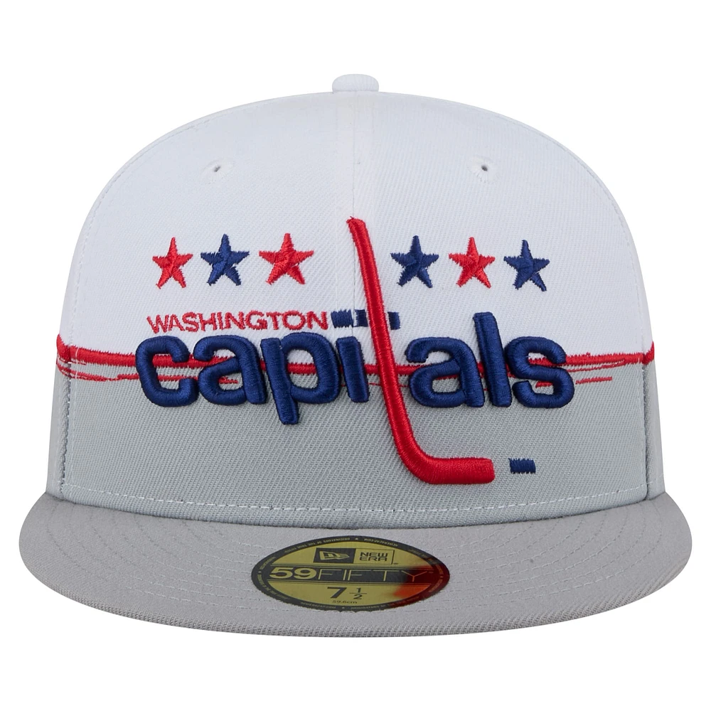 Men's New Era Gray/White Washington Capitals Vintage Color Dip 59FIFTY Fitted Hat
