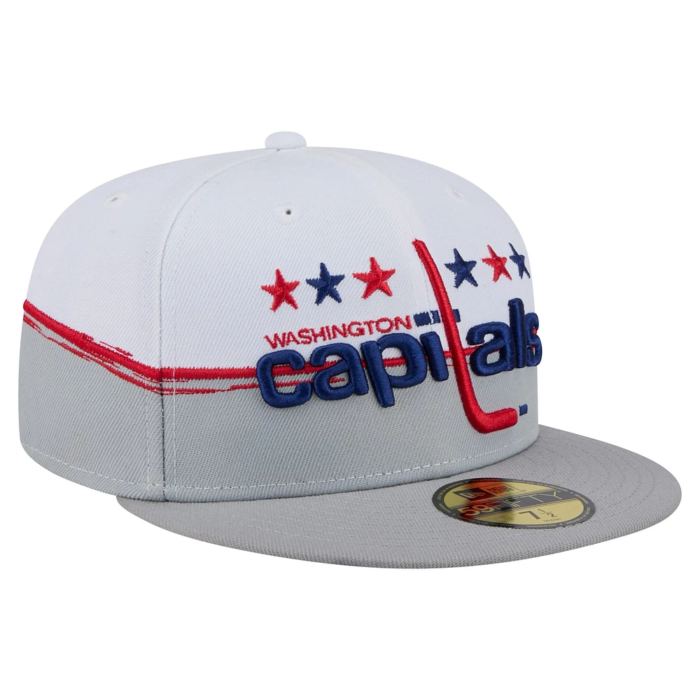 Men's New Era Gray/White Washington Capitals Vintage Color Dip 59FIFTY Fitted Hat