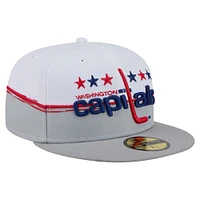 Men's New Era Gray/White Washington Capitals Vintage Color Dip 59FIFTY Fitted Hat