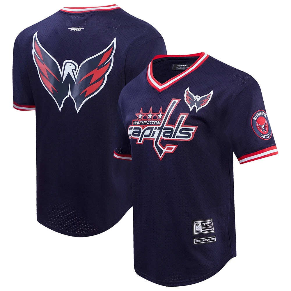 Men's Pro Standard  Navy Washington Capitals Classic Mesh V-Neck T-Shirt