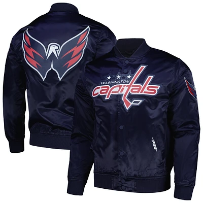 Veste à bouton-pression classique en satin pour hommes Pro Standard des Washington Capitals, bleu marine