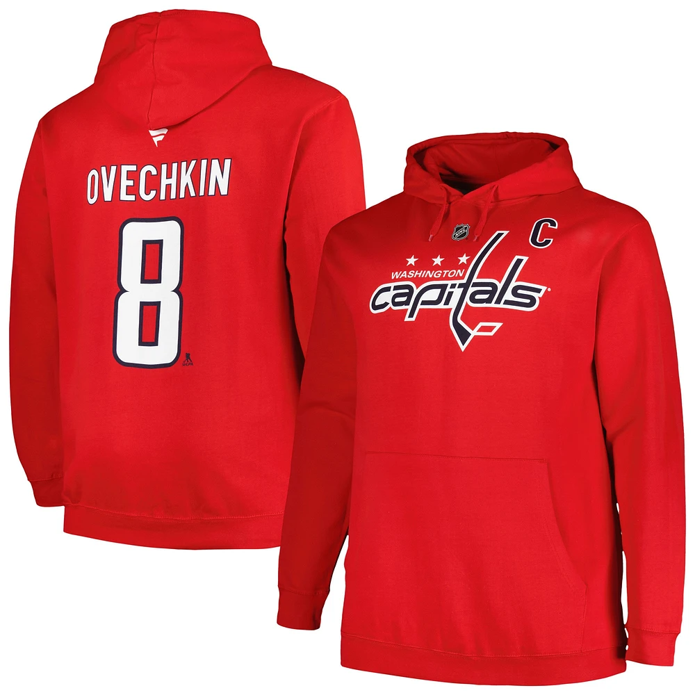 Profil pour hommes Alexander Ovechkin Rouge Washington Capitals grand et nom numéro Pull à capuche