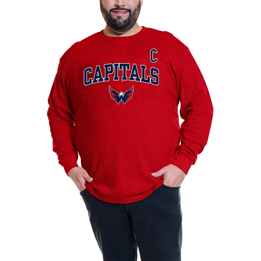 Sweat-shirt thermique à col rond pour homme avec nom et numéro Big & Tall des Capitals de Washington Alexander Ovechkin