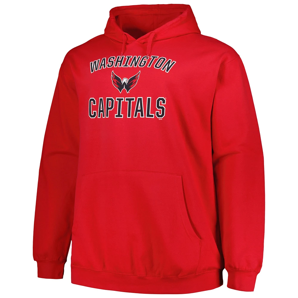 Sweat à capuche rouge avec Logo pour hommes des Capitals de Washington Big & Tall Arch Over