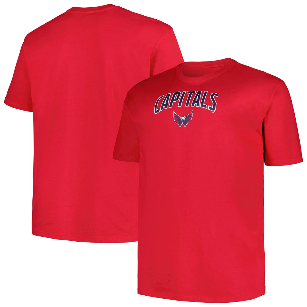 T-shirt profil rouge pour hommes des Capitals de Washington Big & Tall Arch Over Logo