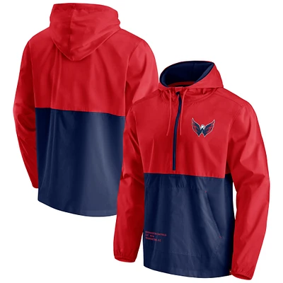 Veste anorak à demi-zip Thrill Seeker rouge/bleu marine pour homme des Washington Capitals