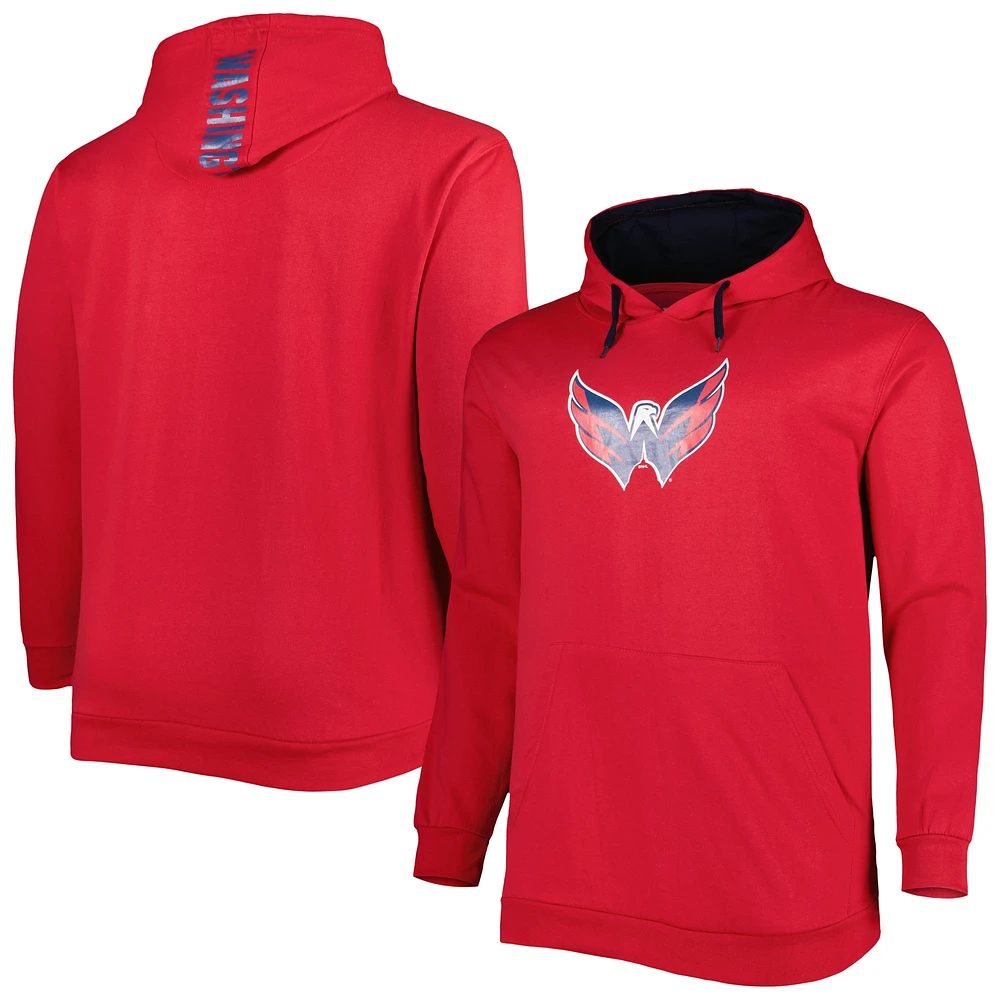 Chandail à capuchon en molleton rouge Washington Capitals Big & Tall pour homme