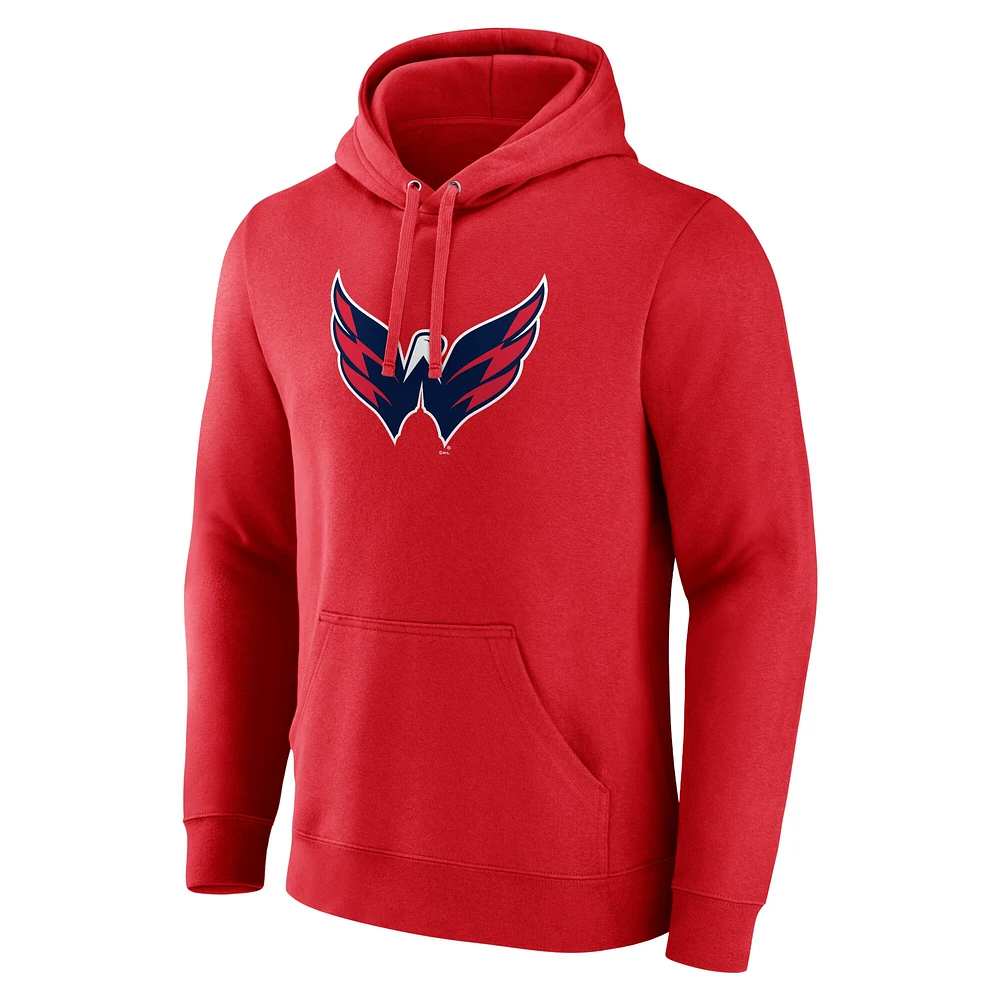 Men's Red Washington Capitals Primary Logo Pullover Hoodie