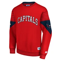 Men's Starter  Red Washington Capitals Faceoff Pullover Sweatshirt