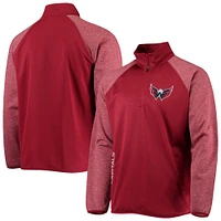 Men's Starter Red Washington Capitals Transitional Raglan Half-Zip Top