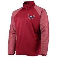 Men's Starter Red Washington Capitals Transitional Raglan Half-Zip Top