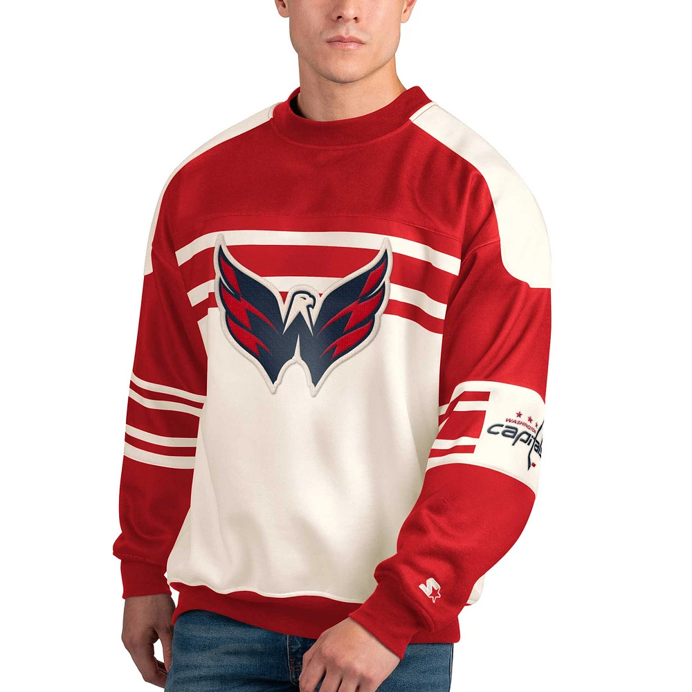 Sweat-shirt à col rond en polaire Starter blanc des Capitals de Washington pour hommes