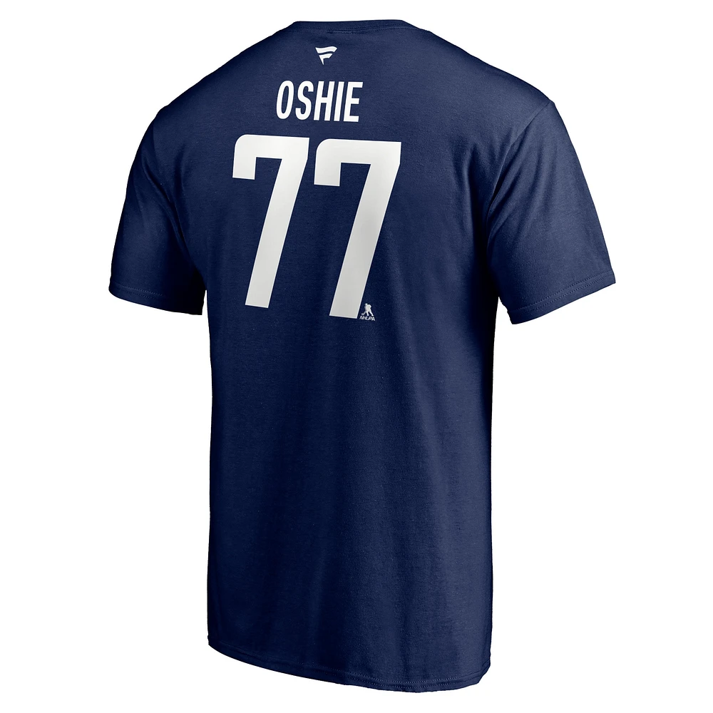 Men's TJ Oshie Navy Washington Capitals 2020/21 Alternate Authentic Stack Name & Number T-Shirt