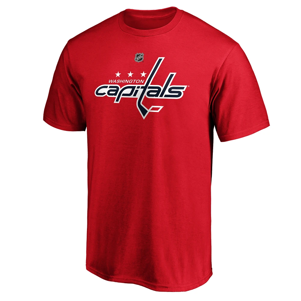 T-shirt rouge authentique pour homme TJ Oshie avec nom et numéro de l'équipe des Washington Capitals