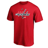 T-shirt rouge authentique pour homme TJ Oshie avec nom et numéro de l'équipe des Washington Capitals