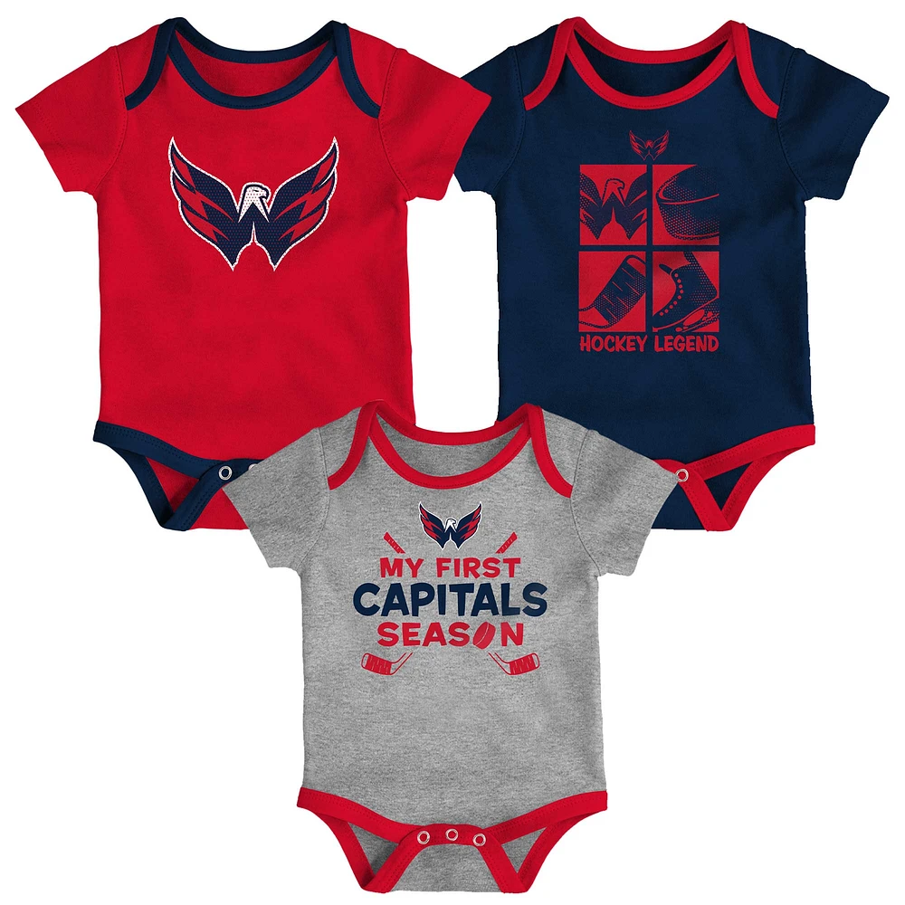 Ensemble de body trois pièces pour nouveau-né et bébé avec légende des Washington Capitals